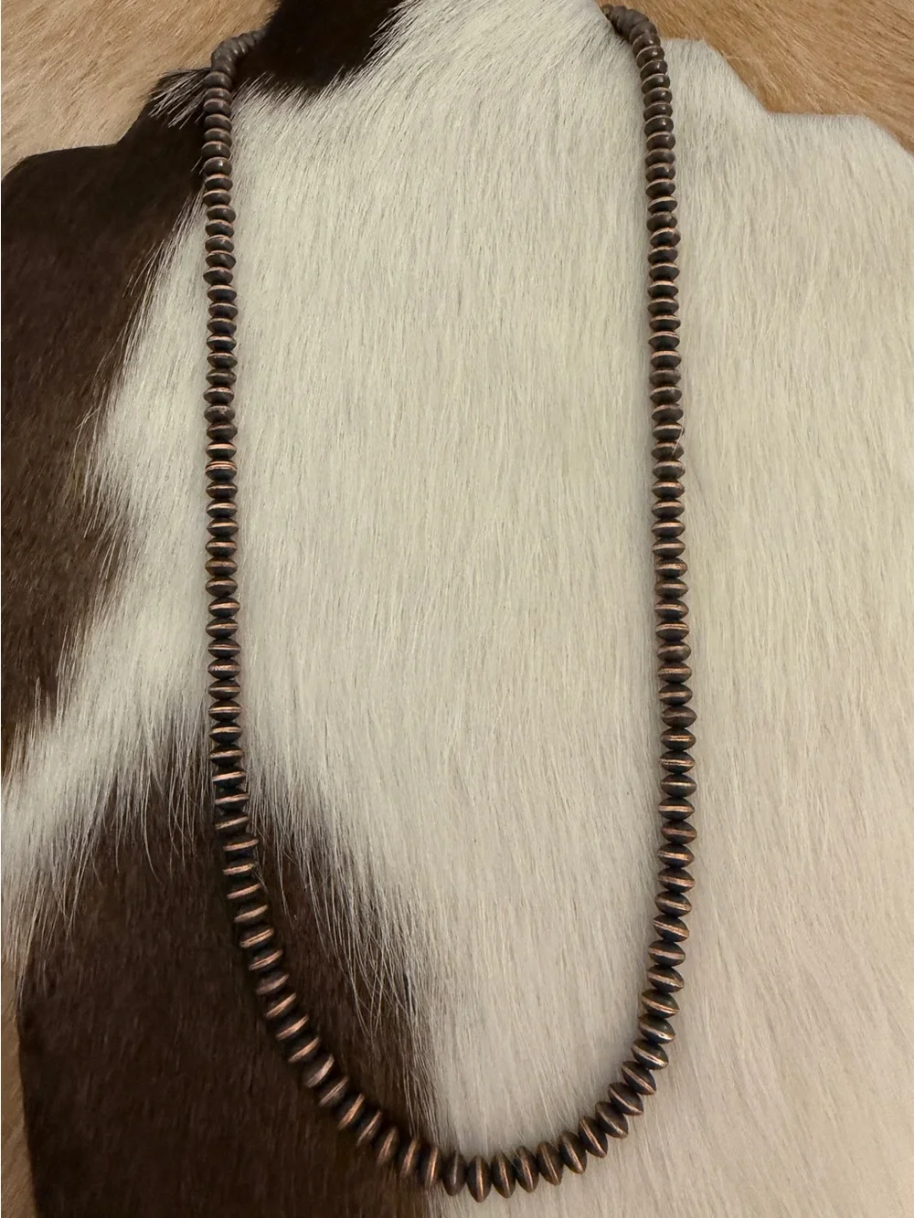 ❤️ 6mm Oxidized Copper Saucer Navajo Style Southwestern 32.5G Necklace 20+2”L